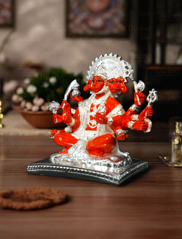 Sliver Plated Panchmukhi Hanuman - Divine Art Creation