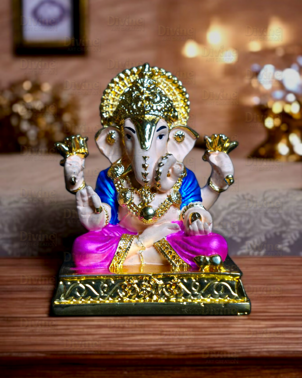 Gold Plated Ganpati Ji Idol – Lord Ganesha Murti for Home & Gifting - Divine Art Creation