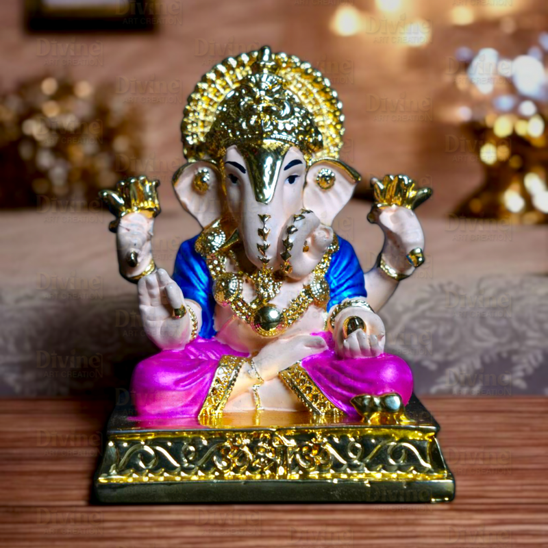 Gold Plated Ganpati Ji Idol – Lord Ganesha Murti for Home & Gifting - Divine Art Creation