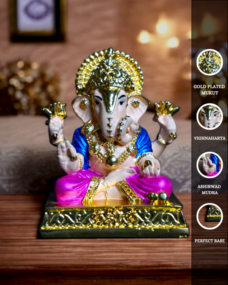 Gold Plated Ganpati Ji Idol – Lord Ganesha Murti for Home & Gifting - Divine Art Creation