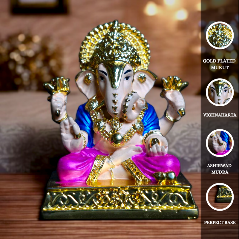 Gold Plated Ganpati Ji Idol – Lord Ganesha Murti for Home & Gifting - Divine Art Creation
