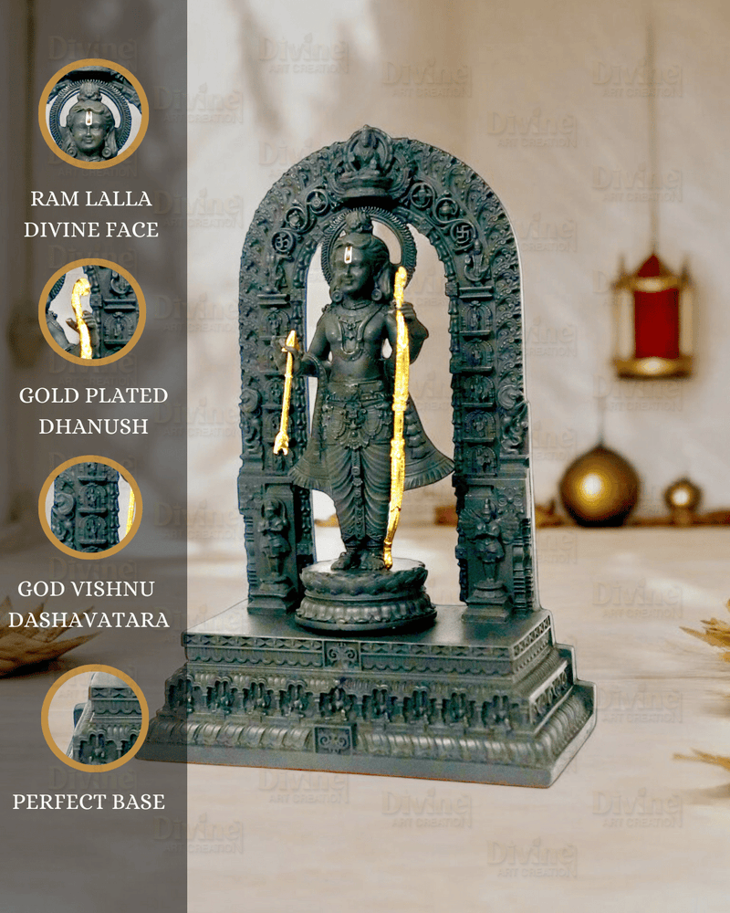 Shree Ram Lala Idol - Black Finish Murti Inspired by Ayodhya Ram Mandir