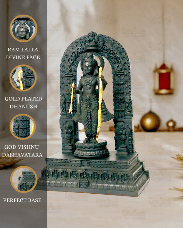 Shree Ram Lala Idol - Black Finish Murti Inspired by Ayodhya Ram Mandir