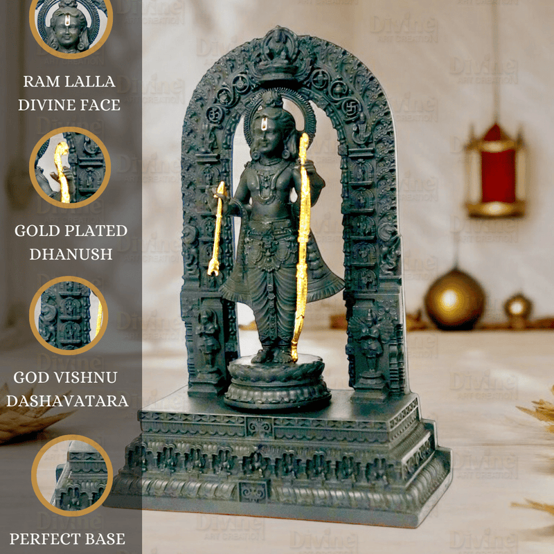 Shree Ram Lala Idol - Black Finish Murti Inspired by Ayodhya Ram Mandir