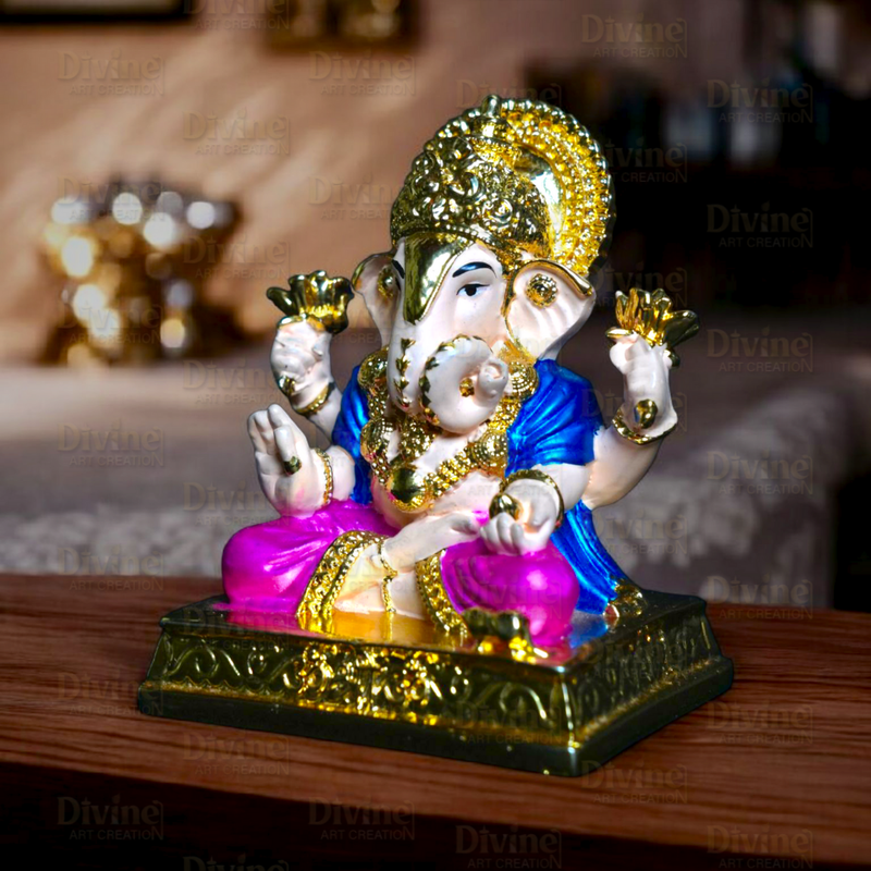 Gold Plated Ganpati Ji Idol – Lord Ganesha Murti for Home & Gifting - Divine Art Creation