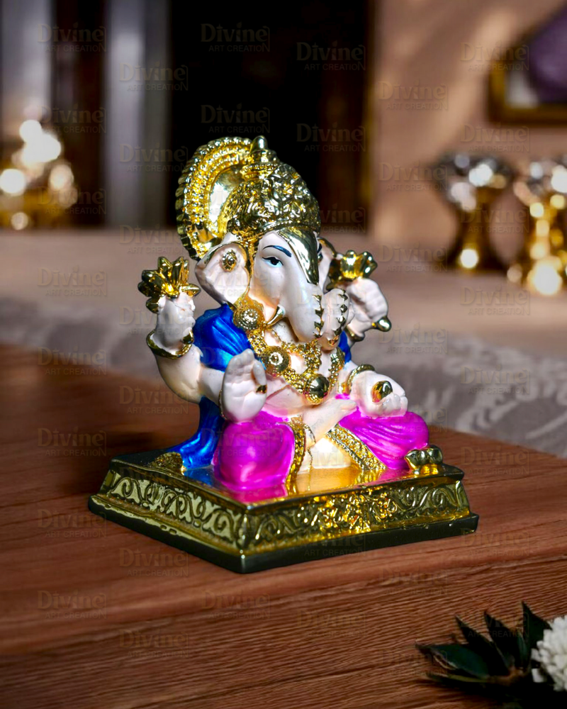 Gold Plated Ganpati Ji Idol – Lord Ganesha Murti for Home & Gifting - Divine Art Creation