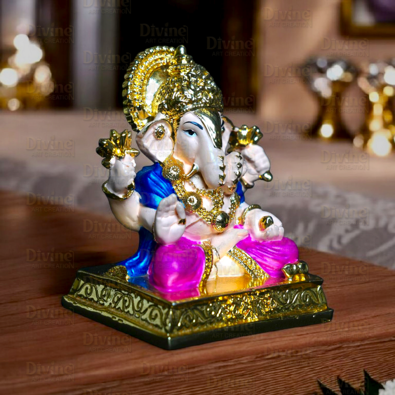 Gold Plated Ganpati Ji Idol – Lord Ganesha Murti for Home & Gifting - Divine Art Creation