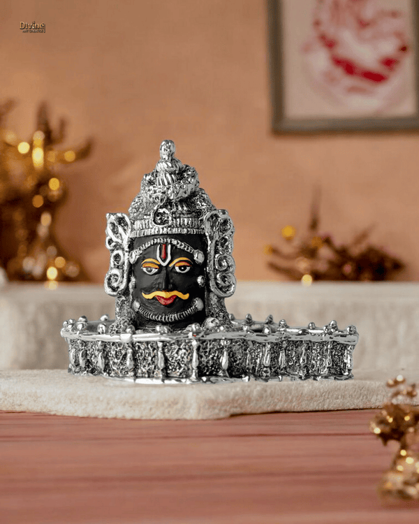 Mahakal Shivling – Silver Plated with Antique Finish (4 Inches)