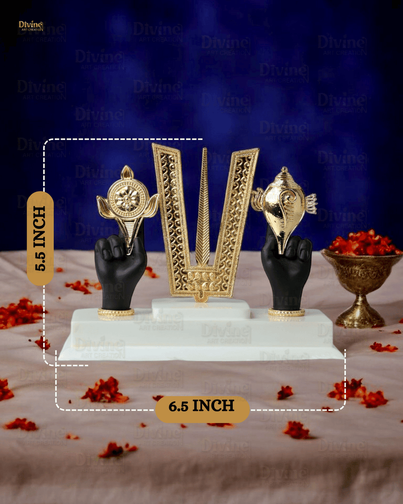Tirupati Balaji Tilak & Hand Idol – Gold Plated Symbol of Divinity and Protection