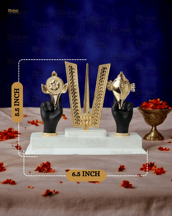 Tirupati Balaji Tilak & Hand Idol – Gold Plated Symbol of Divinity and Protection