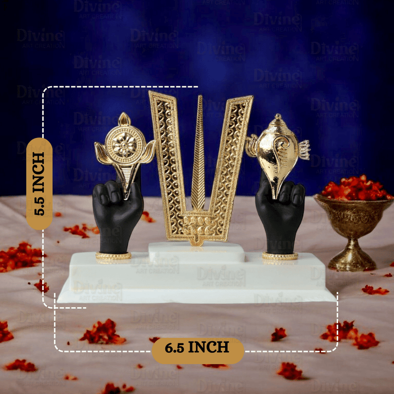 Tirupati Balaji Tilak & Hand Idol – Gold Plated Symbol of Divinity and Protection