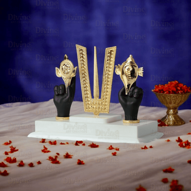 Tirupati Balaji Tilak & Hand Idol – Gold Plated Symbol of Divinity and Protection