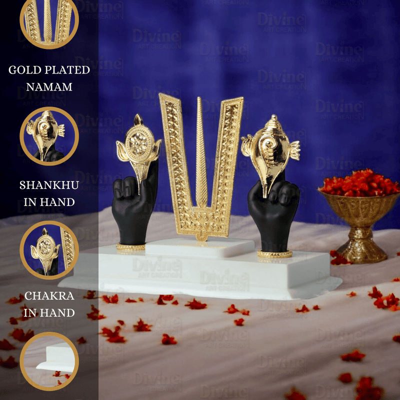 Tirupati Balaji Tilak & Hand Idol – Gold Plated Symbol of Divinity and Protection