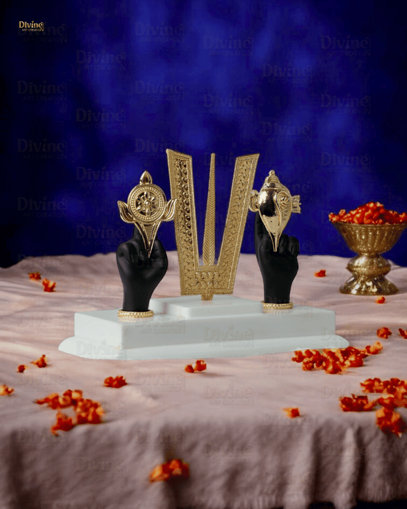 Tirupati Balaji Tilak & Hand Idol – Gold Plated Symbol of Divinity and Protection