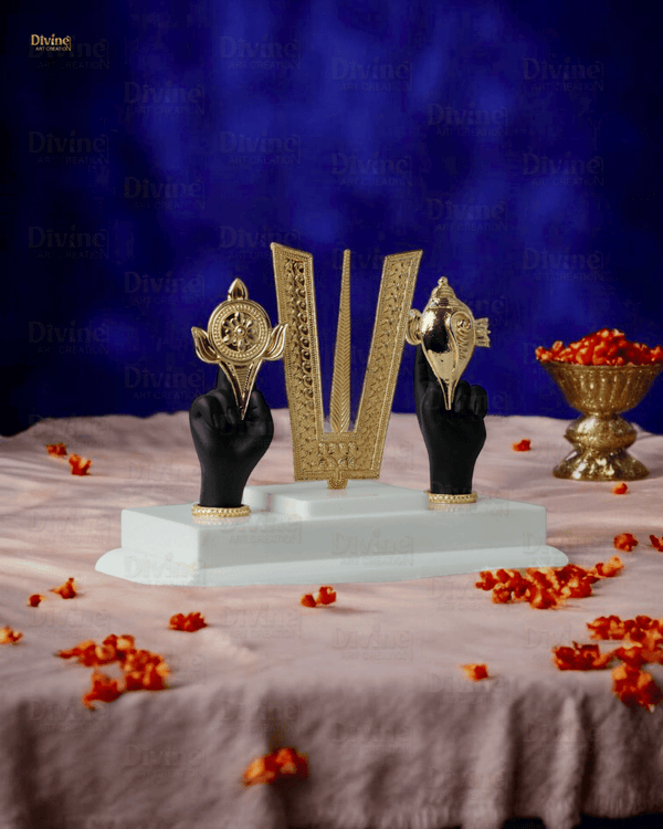 Tirupati Balaji Tilak & Hand Idol – Gold Plated Symbol of Divinity and Protection