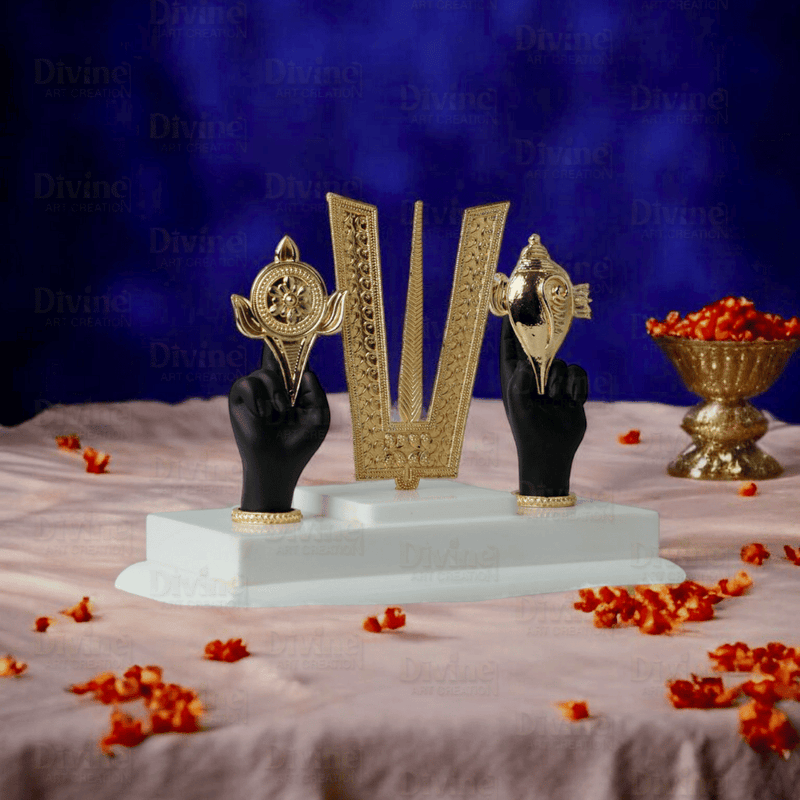 Tirupati Balaji Tilak & Hand Idol – Gold Plated Symbol of Divinity and Protection