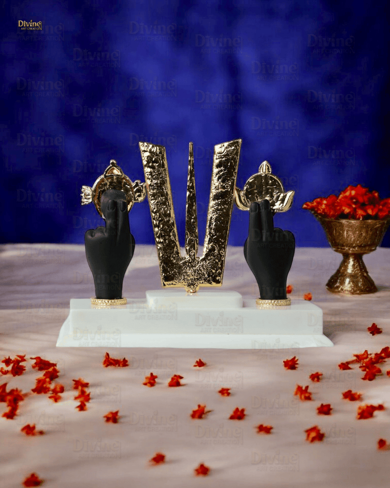 Tirupati Balaji Tilak & Hand Idol – Gold Plated Symbol of Divinity and Protection