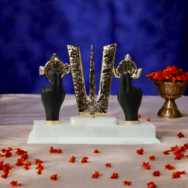 Tirupati Balaji Tilak & Hand Idol – Gold Plated Symbol of Divinity and Protection