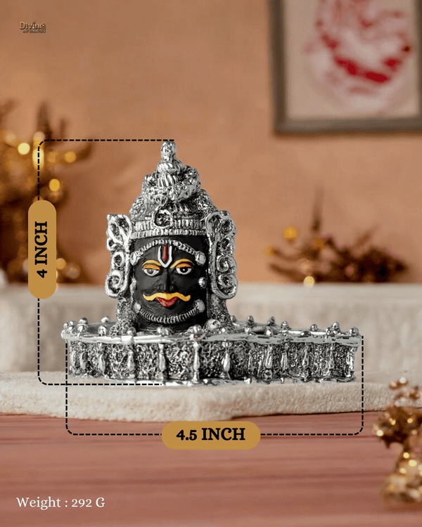 Mahakal Shivling – Silver Plated with Antique Finish (4 Inches)