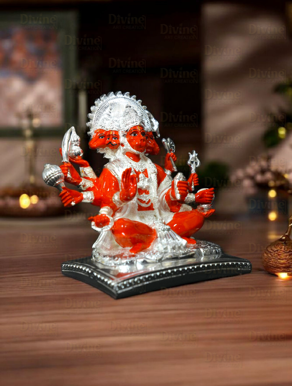 Sliver Plated Panchmukhi Hanuman - Divine Art Creation