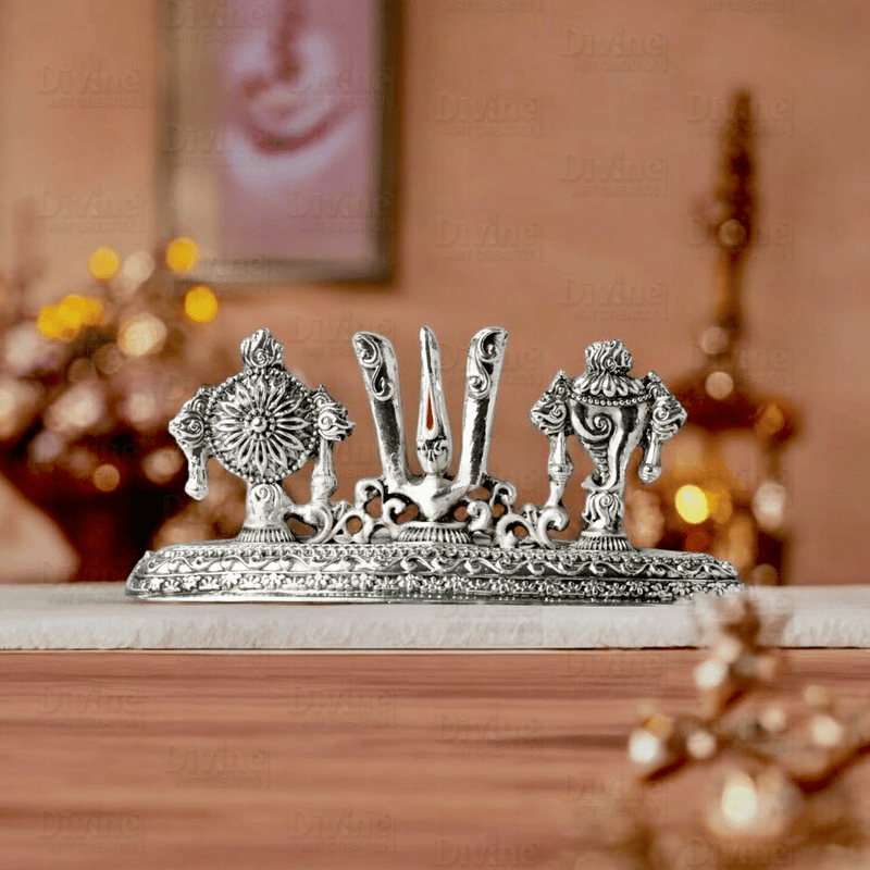 Tirupati Balaji Tilak & Hand Idol – Silver Plated Antique Finish