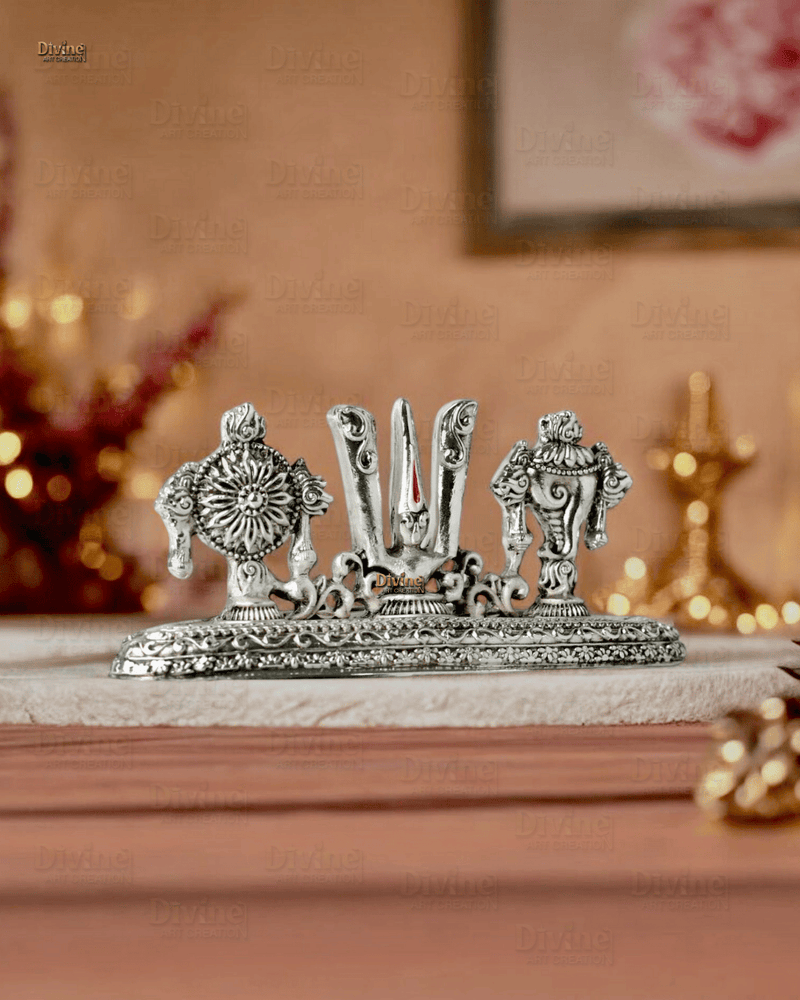 Tirupati Balaji Tilak & Hand Idol – Silver Plated Antique Finish