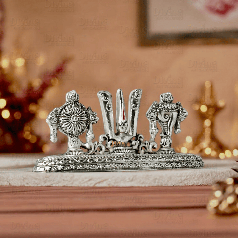 Tirupati Balaji Tilak & Hand Idol – Silver Plated Antique Finish