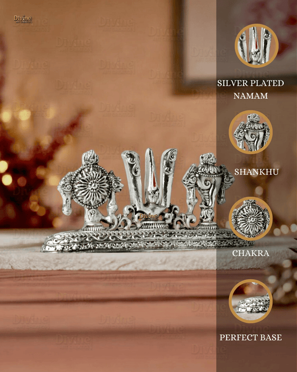 Tirupati Balaji Tilak & Hand Idol – Silver Plated Antique Finish
