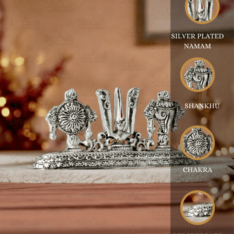 Tirupati Balaji Tilak & Hand Idol – Silver Plated Antique Finish