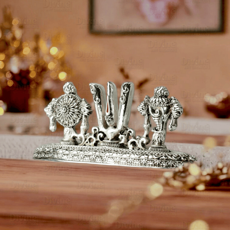 Tirupati Balaji Tilak & Hand Idol – Silver Plated Antique Finish