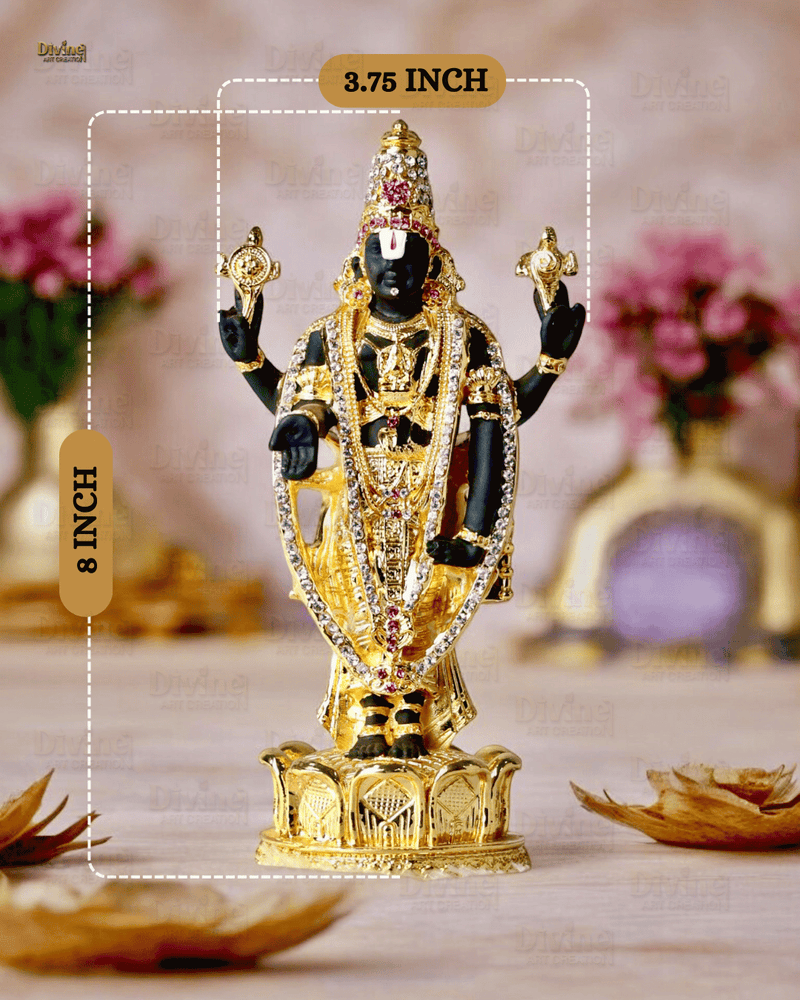 Gold Plated Tirupati Balaji Statue with Diamond Work