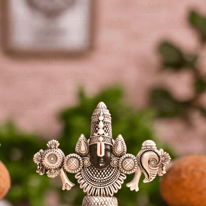 Lord Balaji Face Idol - Silver Plated