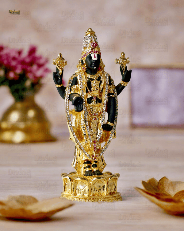 Gold Plated Tirupati Balaji Statue with Diamond Work