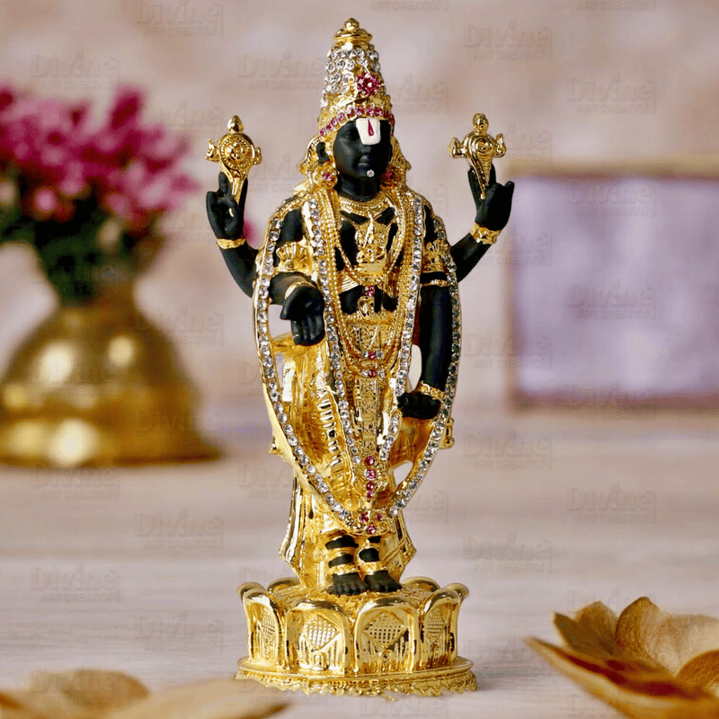 Gold Plated Tirupati Balaji Statue with Diamond Work