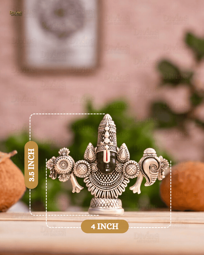 Lord Balaji Face Idol - Silver Plated