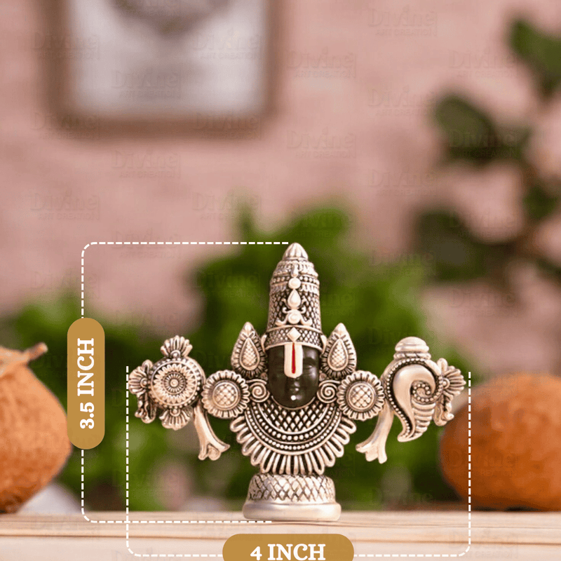 Lord Balaji Face Idol - Silver Plated