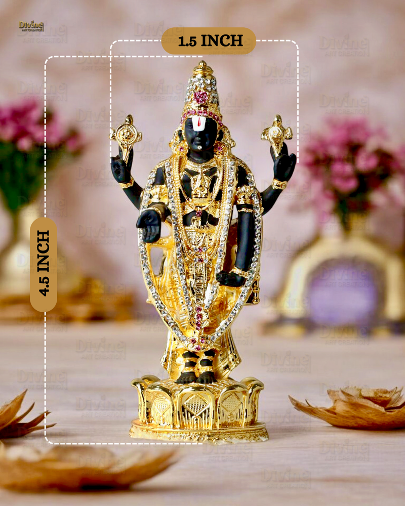 Gold Plated Tirupati Balaji Statue with Diamond Work