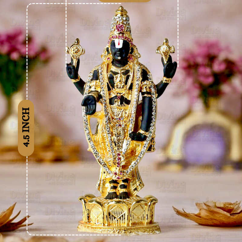 Gold Plated Tirupati Balaji Statue with Diamond Work