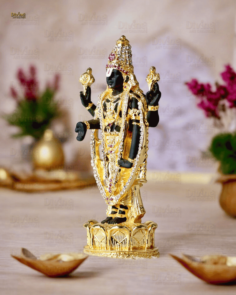 Gold Plated Tirupati Balaji Statue with Diamond Work