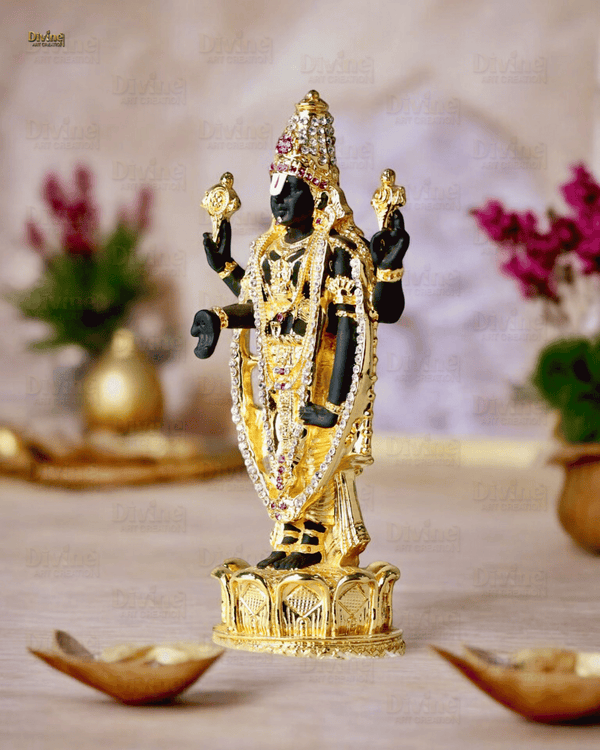 Gold Plated Tirupati Balaji Statue with Diamond Work