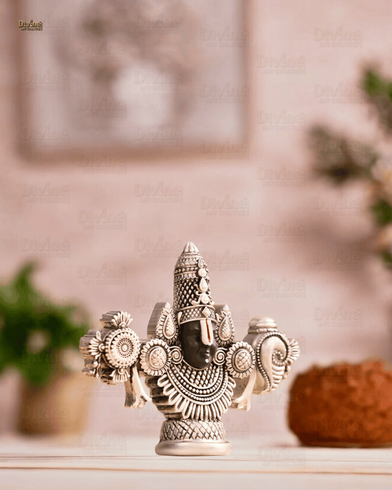 Lord Balaji Face Idol - Silver Plated