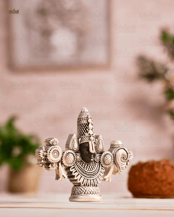 Lord Balaji Face Idol - Silver Plated