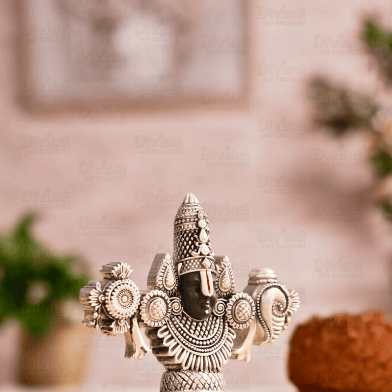Lord Balaji Face Idol - Silver Plated