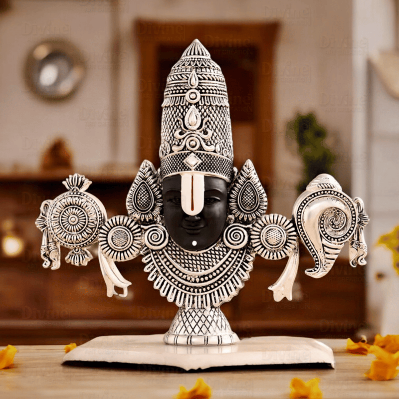 Lord Balaji Face Idol - Silver Plated