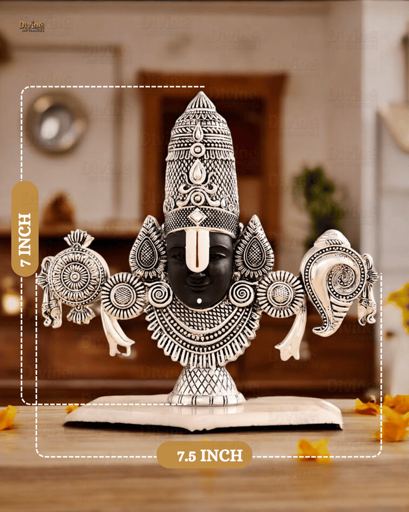 Lord Balaji Face Idol - Silver Plated