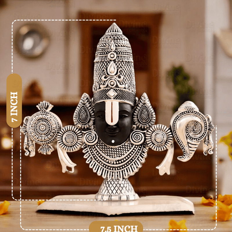 Lord Balaji Face Idol - Silver Plated