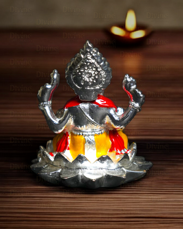 Silver & Color Plated Ganpati Idol – Lord Ganesha Murti for Home & Gifting - Divine Art Creation