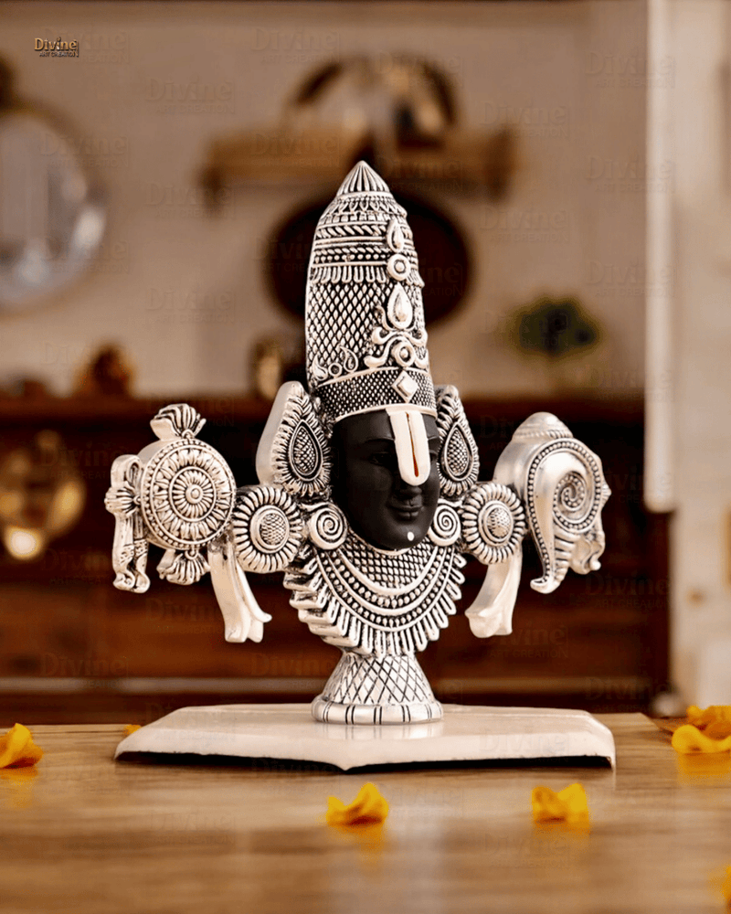 Lord Balaji Face Idol - Silver Plated