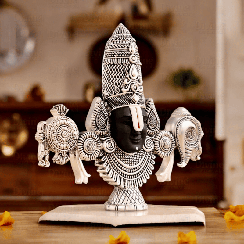 Lord Balaji Face Idol - Silver Plated