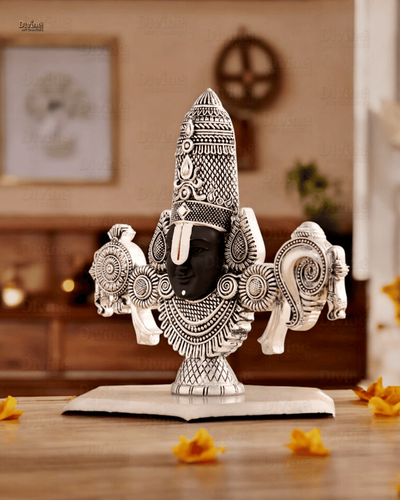 Lord Balaji Face Idol - Silver Plated